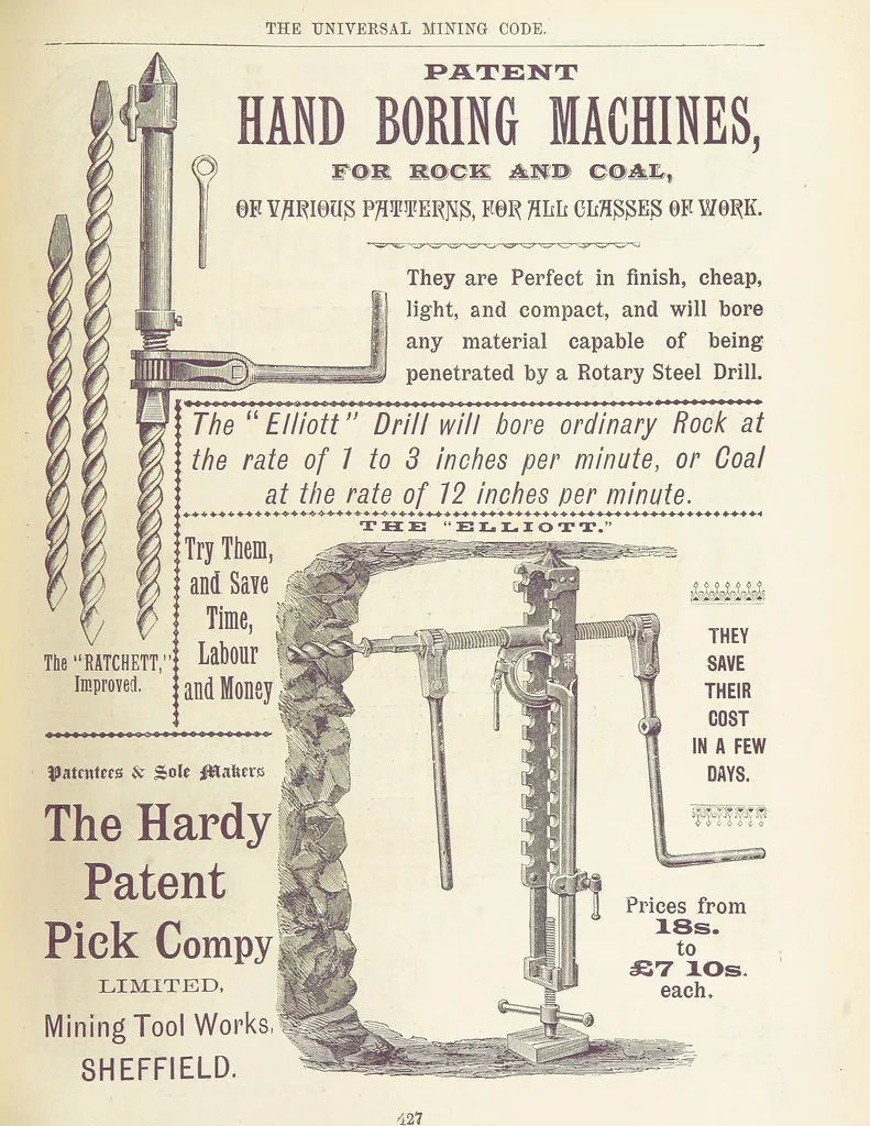 An illustration from The Universal Mining Code for the use of mining companies, mining engineers ... The Code words specially selected to comply with the Telegraph Convention rules, by G. Ager, 1890, leaf 439