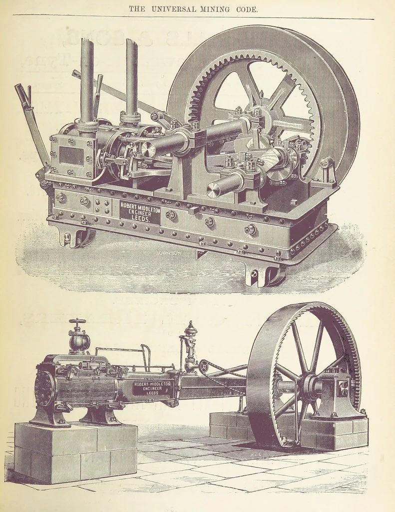 An illustration from The Universal Mining Code for the use of mining companies, mining engineers ... The Code words specially selected to comply with the Telegraph Convention rules, by G. Ager, 1890, leaf 445