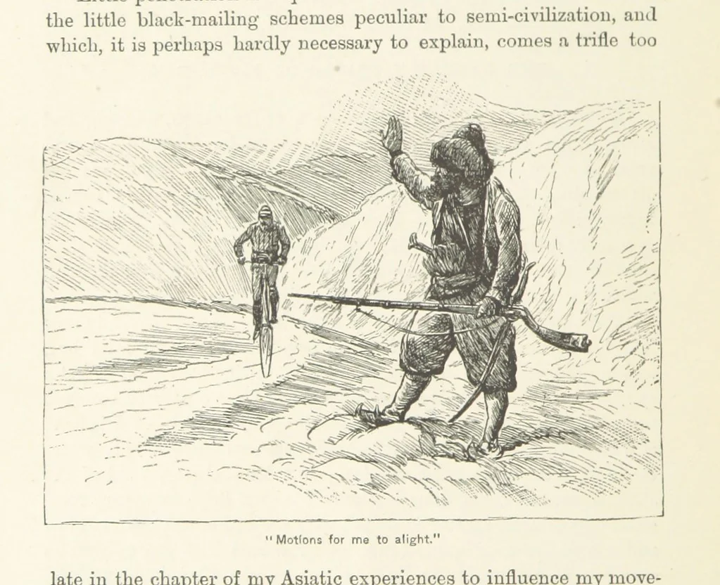 An illustration from Around the World on a Bicycle ... From Teheran to Yokohama. With ... illustrations, 1888, leaf 130