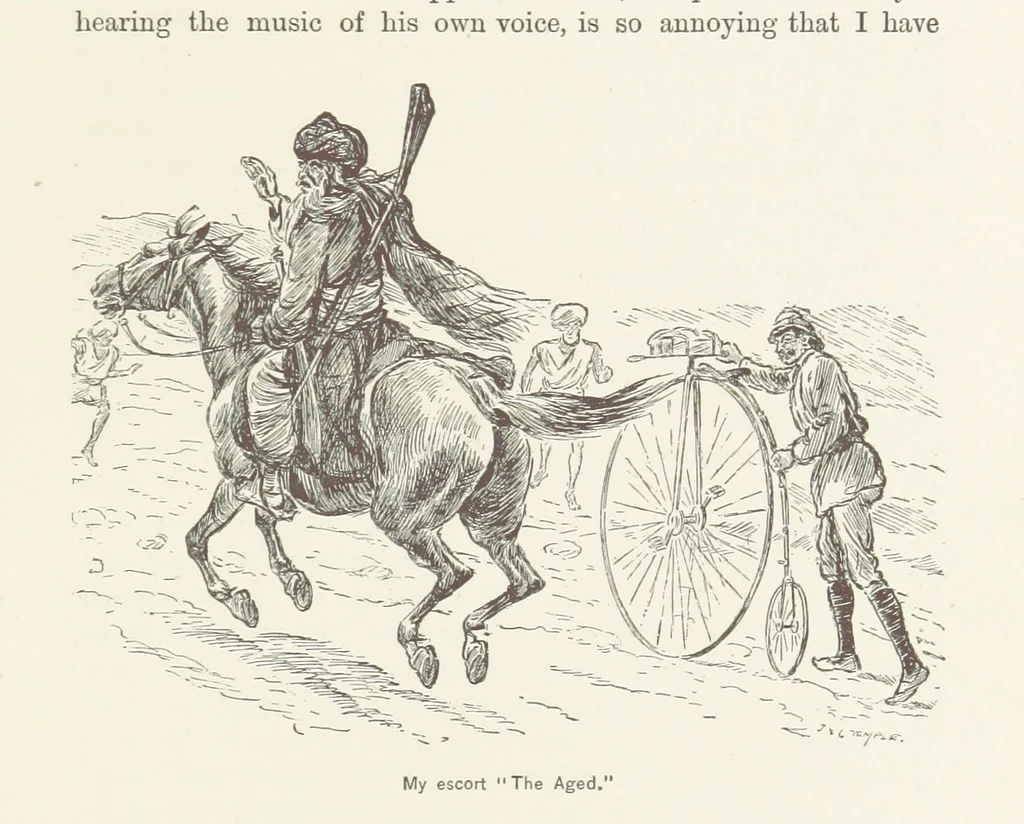 An illustration from Around the World on a Bicycle ... From Teheran to Yokohama. With ... illustrations, 1888, leaf 173