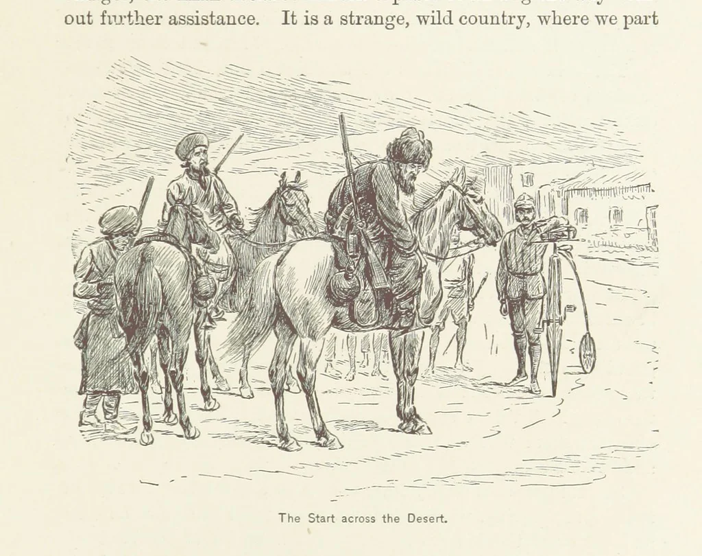 An illustration from Around the World on a Bicycle ... From Teheran to Yokohama. With ... illustrations, 1888, leaf 177