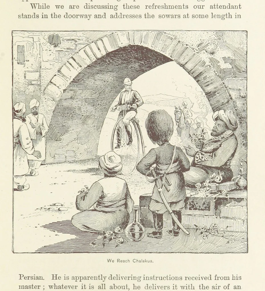 An illustration from Around the World on a Bicycle ... From Teheran to Yokohama. With ... illustrations, 1888, leaf 205