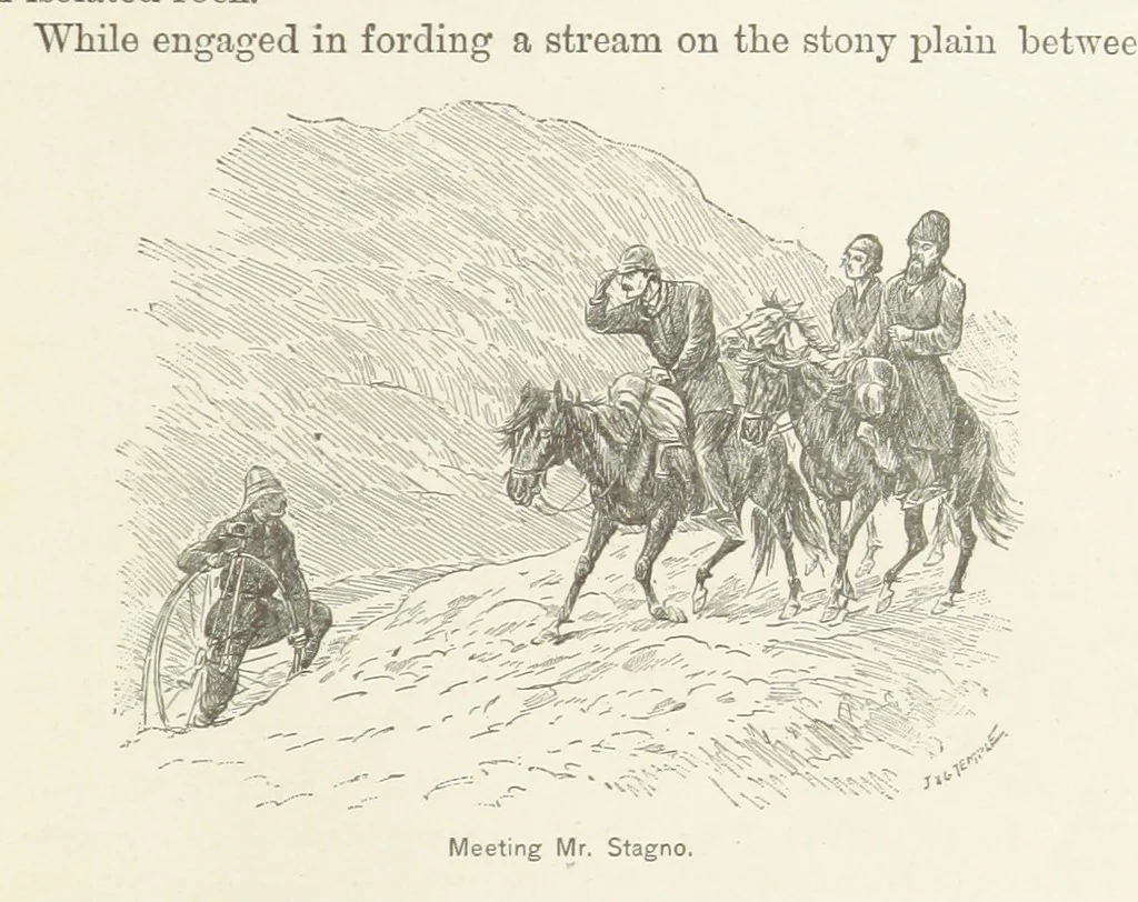 An illustration from Around the World on a Bicycle ... From Teheran to Yokohama. With ... illustrations, 1888, leaf 49