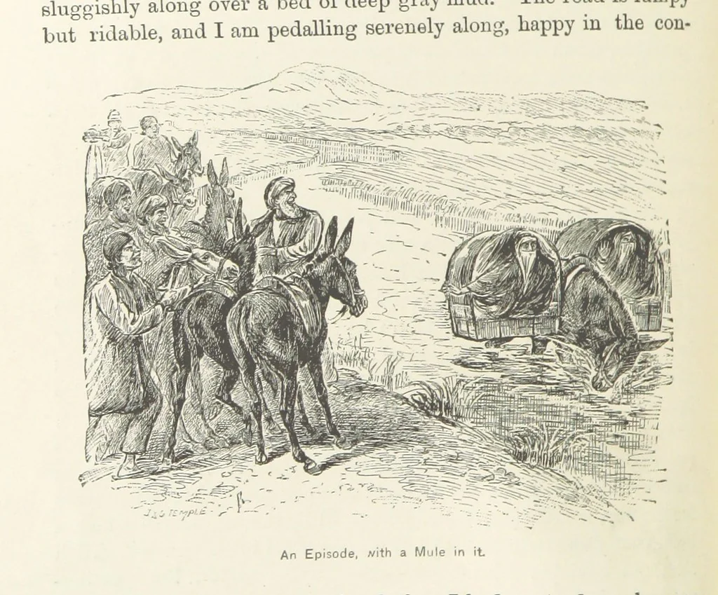 An illustration from Around the World on a Bicycle ... From Teheran to Yokohama. With ... illustrations, 1888, leaf 56