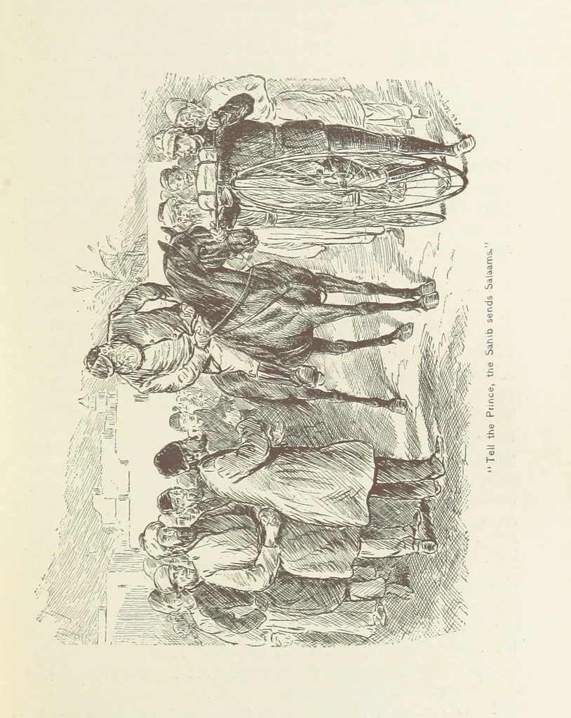 An illustration from Around the World on a Bicycle ... From Teheran to Yokohama. With ... illustrations, 1888, leaf 87