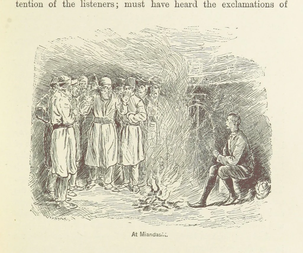 An illustration from Around the World on a Bicycle ... From Teheran to Yokohama. With ... illustrations, 1888, leaf 93