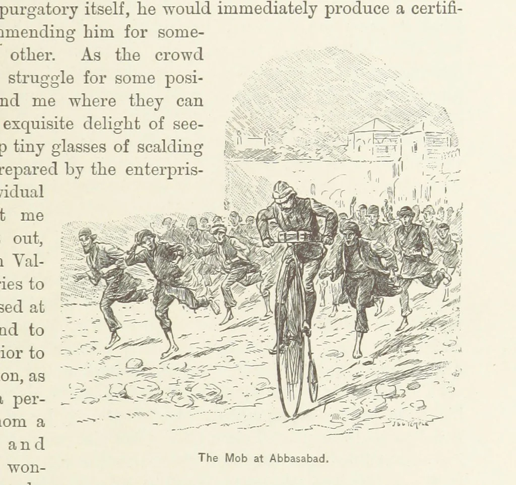 An illustration from Around the World on a Bicycle ... From Teheran to Yokohama. With ... illustrations, 1888, leaf 95