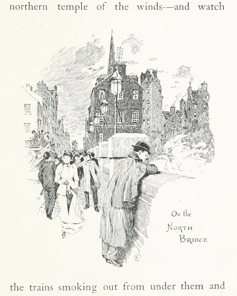 An illustration from Edinburgh. Picturesque Notes ... With etchings by A. Brunet-Debaines from drawings by S. Bough ... and W. E. Lockhart, etc, 1896, leaf 17