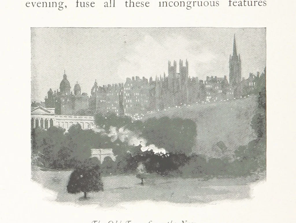 An illustration from Edinburgh. Picturesque Notes ... With etchings by A. Brunet-Debaines from drawings by S. Bough ... and W. E. Lockhart, etc, 1896, leaf 34
