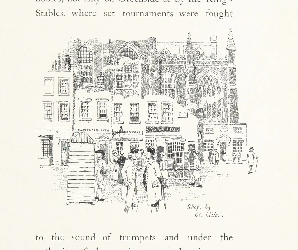 An illustration from Edinburgh. Picturesque Notes ... With etchings by A. Brunet-Debaines from drawings by S. Bough ... and W. E. Lockhart, etc, 1896, leaf 37