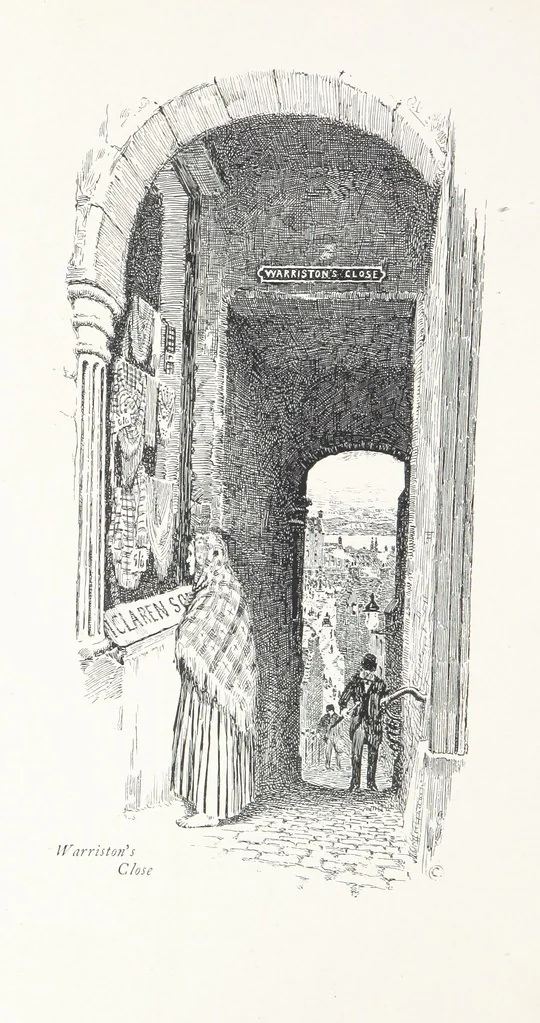 An illustration from Edinburgh. Picturesque Notes ... With etchings by A. Brunet-Debaines from drawings by S. Bough ... and W. E. Lockhart, etc, 1896, leaf 50