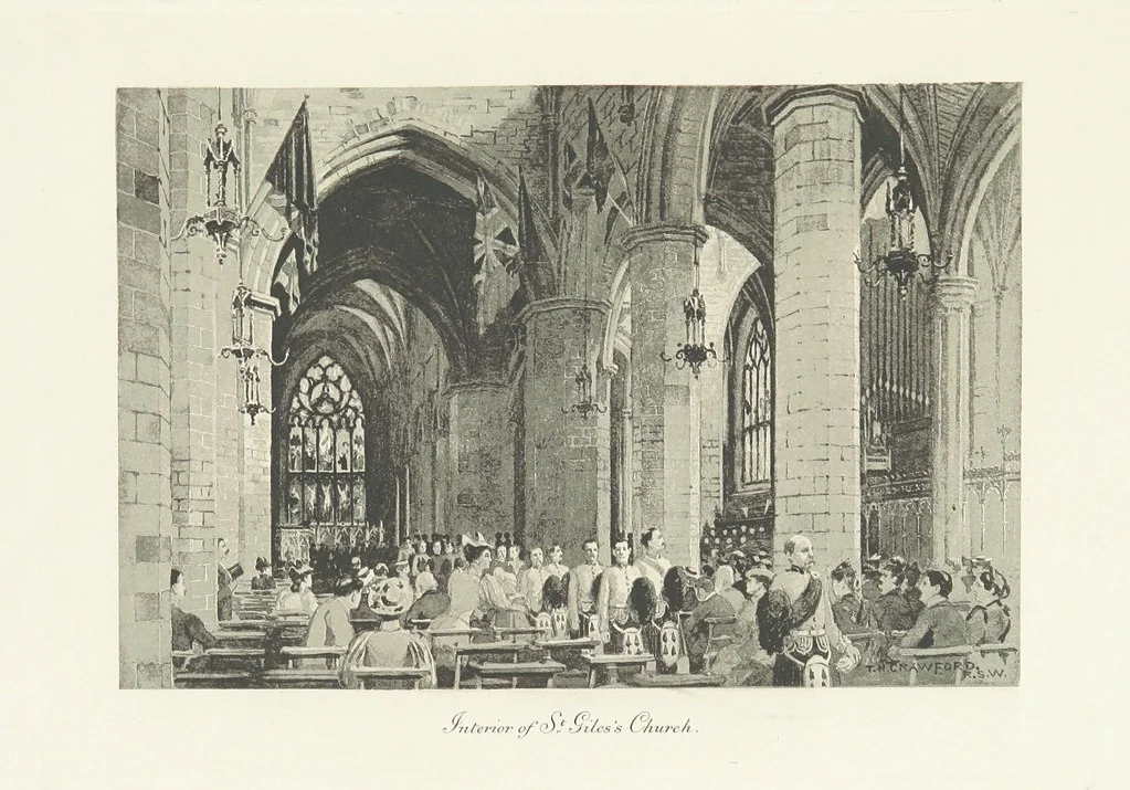 An illustration from Edinburgh. Picturesque Notes ... With etchings by A. Brunet-Debaines from drawings by S. Bough ... and W. E. Lockhart, etc, 1896, leaf 73