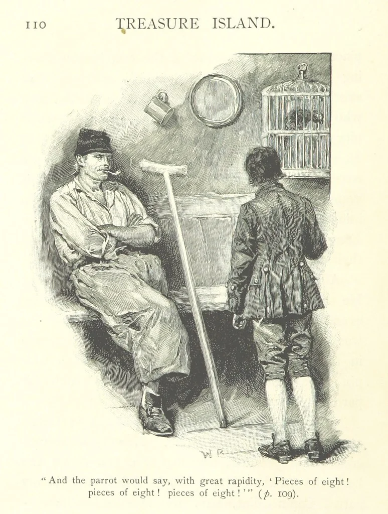 An illustration from Treasure Island ... New edition, with original illustrations by Wal Paget, 1899, leaf 130