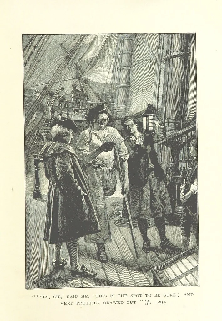 An illustration from Treasure Island ... New edition, with original illustrations by Wal Paget, 1899, leaf 147