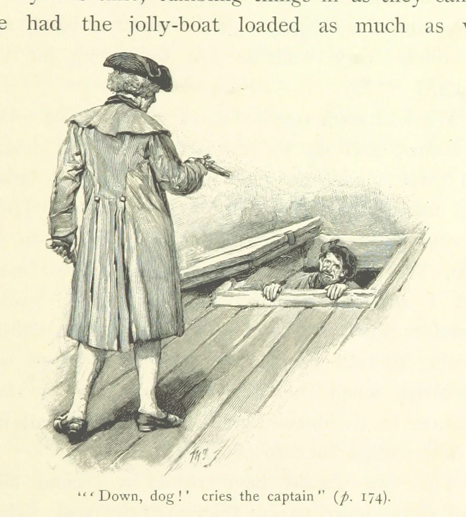 An illustration from Treasure Island ... New edition, with original illustrations by Wal Paget, 1899, leaf 195