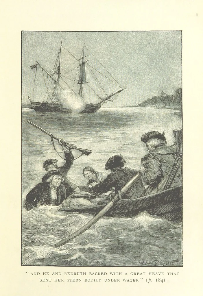 An illustration from Treasure Island ... New edition, with original illustrations by Wal Paget, 1899, leaf 205