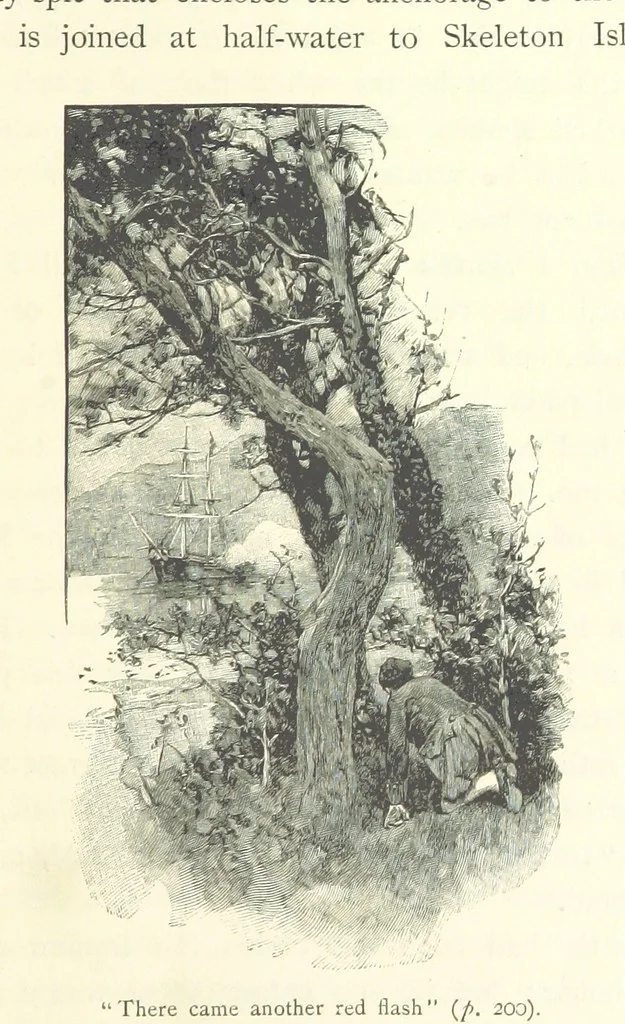 An illustration from Treasure Island ... New edition, with original illustrations by Wal Paget, 1899, leaf 221