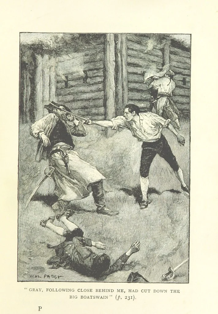 An illustration from Treasure Island ... New edition, with original illustrations by Wal Paget, 1899, leaf 249