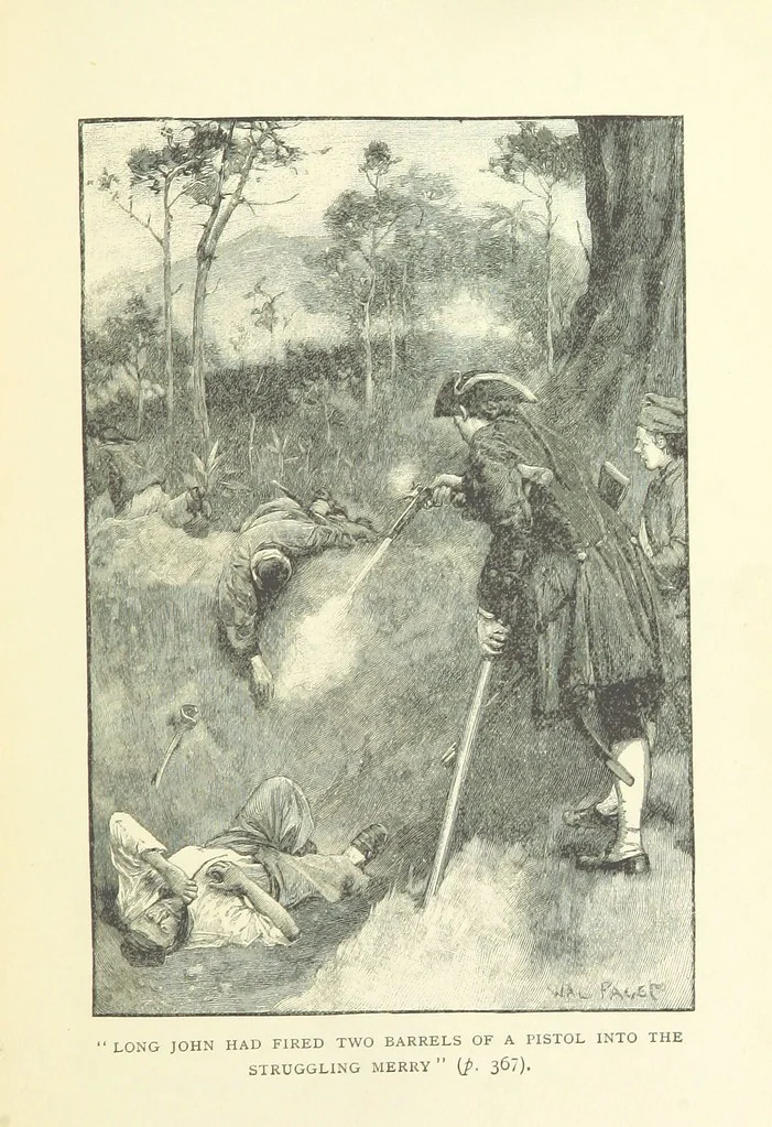 An illustration from Treasure Island ... New edition, with original illustrations by Wal Paget, 1899, leaf 389