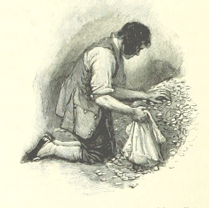 An illustration from Treasure Island ... New edition, with original illustrations by Wal Paget, 1899, leaf 398