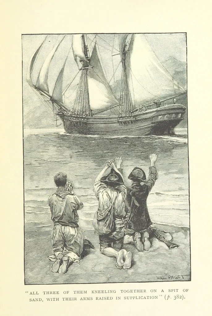 An illustration from Treasure Island ... New edition, with original illustrations by Wal Paget, 1899, leaf 403