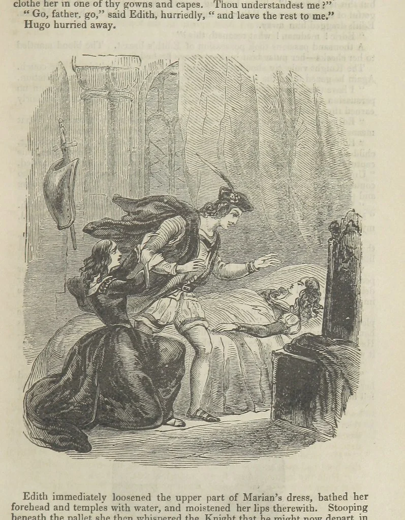 An illustration from Maid Marian, the Forest Queen, being a companion to “Robin Hood.”, 1849, leaf 59