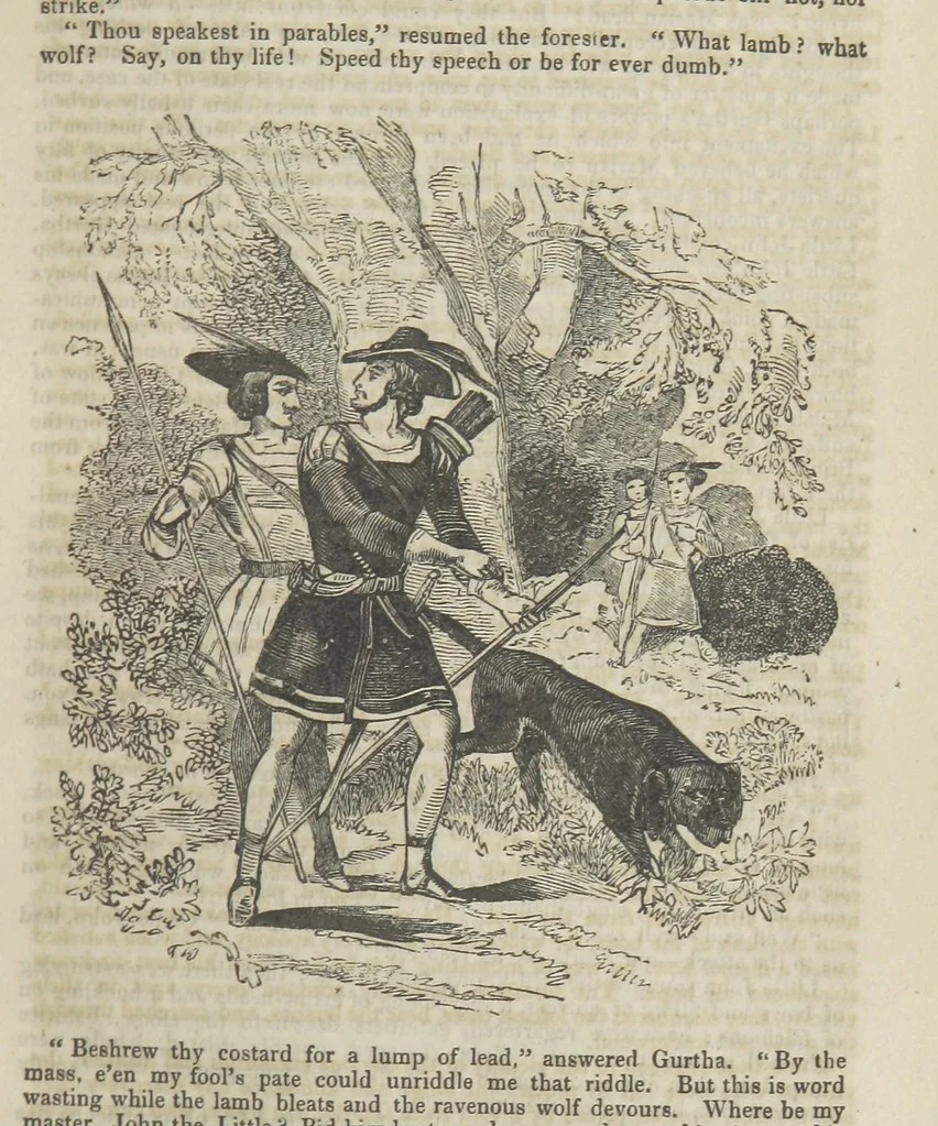 An illustration from Maid Marian, the Forest Queen, being a companion to “Robin Hood.”, 1849, leaf 67