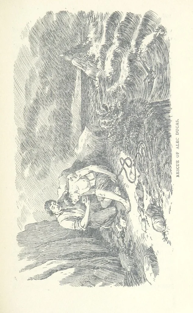 An illustration from Jethou; or, Crusoe life in the Channel Isles, 1892, leaf 181