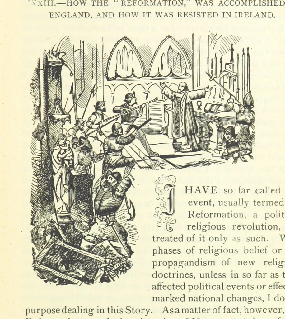 An illustration from The Story of Ireland; a narrative of Irish history, from the earliest ages to the insurrection of 1867 ... Continued to the present time by J. Luby, etc, 1885, leaf 221
