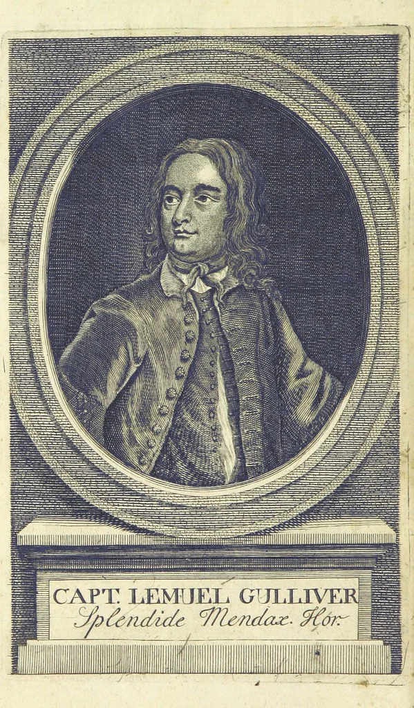 An illustration from The Works of Jonathan Swift, D.D., D.S.P.D., in eight volumes. Containing I. His Miscellanies in Prose. II. His Poetical Writings. III. The Travels of Capt. Lemuel Gulliver. IV. Papers relating to Ireland, and the Drapier's Letters. V. The Conduct of the Allies, and the Examiner. VI. The Publick Spirit of the Whiggs, &c., with Polite Conversation. VII. Letters to and from Dr. Swift. VIII. Directions to Servants, Sermons, Poems, &c, 1746, leaf 10