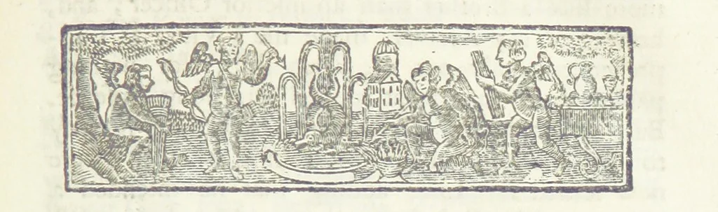 An illustration from The Works of Jonathan Swift, D.D., D.S.P.D., in eight volumes. Containing I. His Miscellanies in Prose. II. His Poetical Writings. III. The Travels of Capt. Lemuel Gulliver. IV. Papers relating to Ireland, and the Drapier's Letters. V. The Conduct of the Allies, and the Examiner. VI. The Publick Spirit of the Whiggs, &c., with Polite Conversation. VII. Letters to and from Dr. Swift. VIII. Directions to Servants, Sermons, Poems, &c, 1746, leaf 215