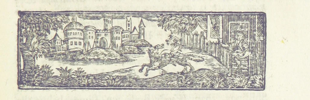 An illustration from The Works of Jonathan Swift, D.D., D.S.P.D., in eight volumes. Containing I. His Miscellanies in Prose. II. His Poetical Writings. III. The Travels of Capt. Lemuel Gulliver. IV. Papers relating to Ireland, and the Drapier's Letters. V. The Conduct of the Allies, and the Examiner. VI. The Publick Spirit of the Whiggs, &c., with Polite Conversation. VII. Letters to and from Dr. Swift. VIII. Directions to Servants, Sermons, Poems, &c, 1746, leaf 95
