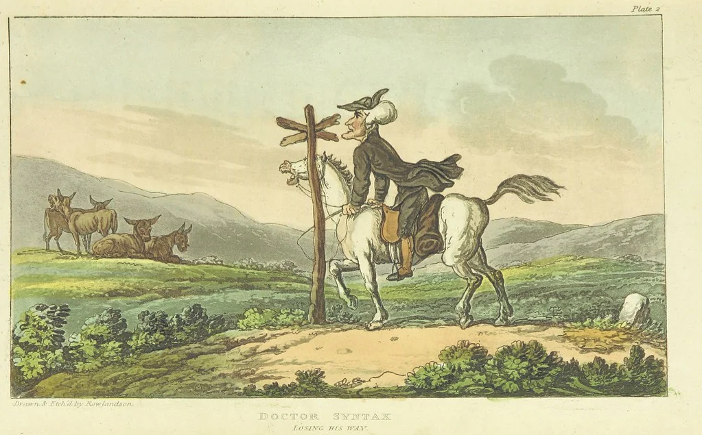 An illustration from The Tour of Doctor Syntax: in search of the picturesque ... Fifth edition, with new plates. [By William Combe, 1813, leaf 27