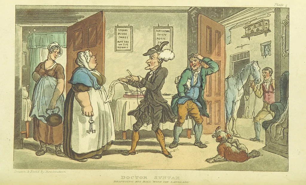 An illustration from The Tour of Doctor Syntax: in search of the picturesque ... Fifth edition, with new plates. [By William Combe, 1813, leaf 44