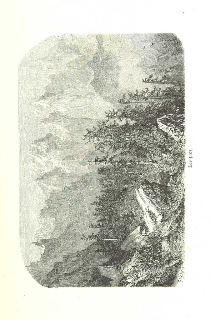 An illustration from Voyage aux Pyrénées ... Troisième édition illustrée par Gustave Doré, 1860, leaf 185