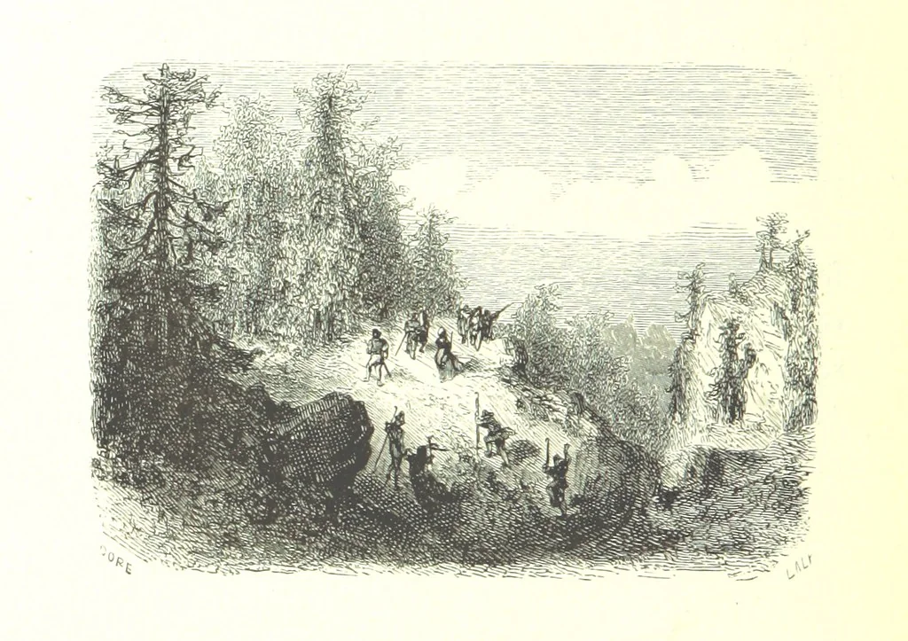 An illustration from Voyage aux Pyrénées ... Troisième édition illustrée par Gustave Doré, 1860, leaf 196