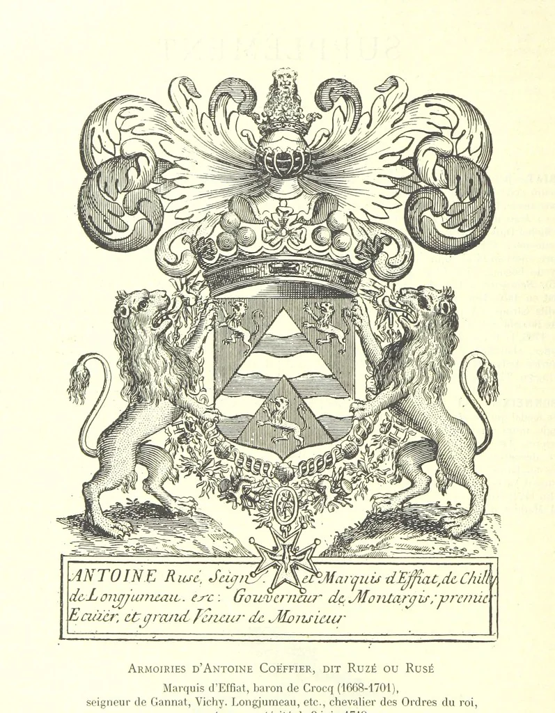 An illustration from Grand Dictionnaire historique, généalogique et biographique de la Haute-Marche, département de la Creuse. [Illustrated, 1894, leaf 128