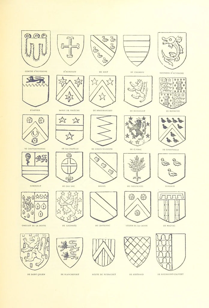 An illustration from Grand Dictionnaire historique, généalogique et biographique de la Haute-Marche, département de la Creuse. [Illustrated, 1894, leaf 131