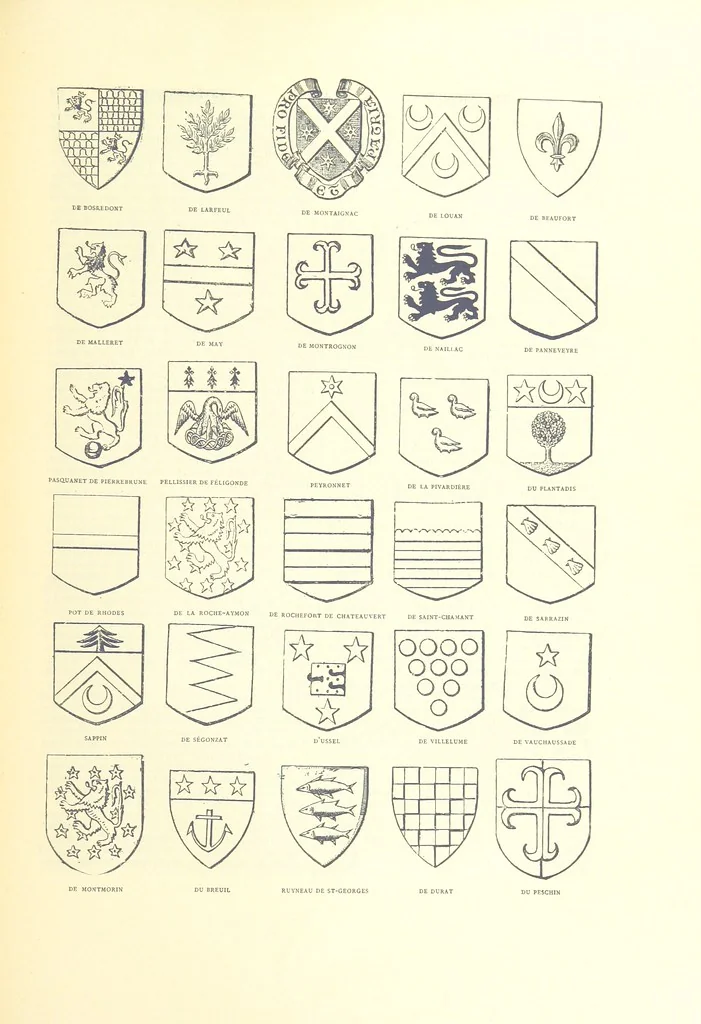 An illustration from Grand Dictionnaire historique, généalogique et biographique de la Haute-Marche, département de la Creuse. [Illustrated, 1894, leaf 167