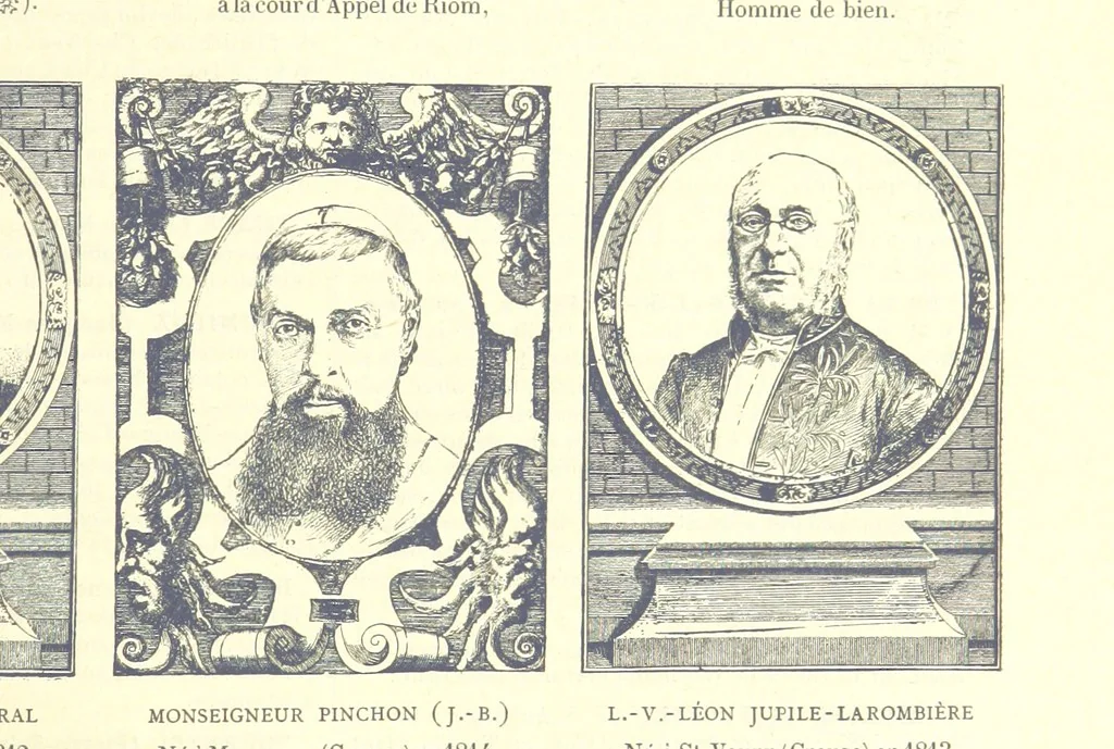 An illustration from Grand Dictionnaire historique, généalogique et biographique de la Haute-Marche, département de la Creuse. [Illustrated, 1894, leaf 223