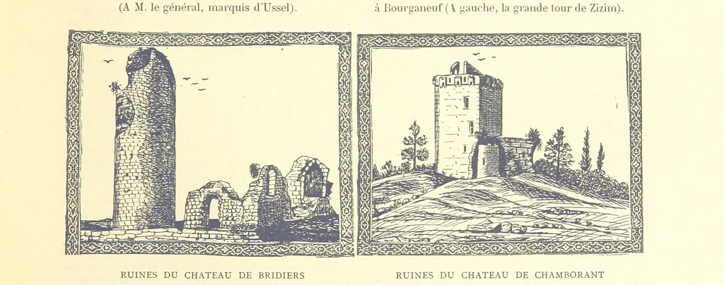 An illustration from Grand Dictionnaire historique, généalogique et biographique de la Haute-Marche, département de la Creuse. [Illustrated, 1894, leaf 37