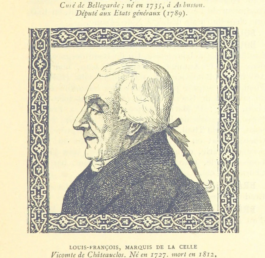 An illustration from Grand Dictionnaire historique, généalogique et biographique de la Haute-Marche, département de la Creuse. [Illustrated, 1894, leaf 43