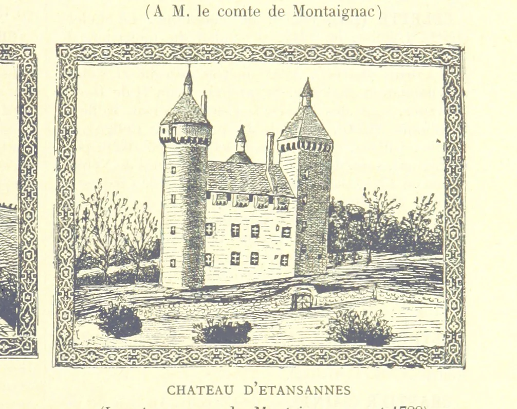 An illustration from Grand Dictionnaire historique, généalogique et biographique de la Haute-Marche, département de la Creuse. [Illustrated, 1894, leaf 47