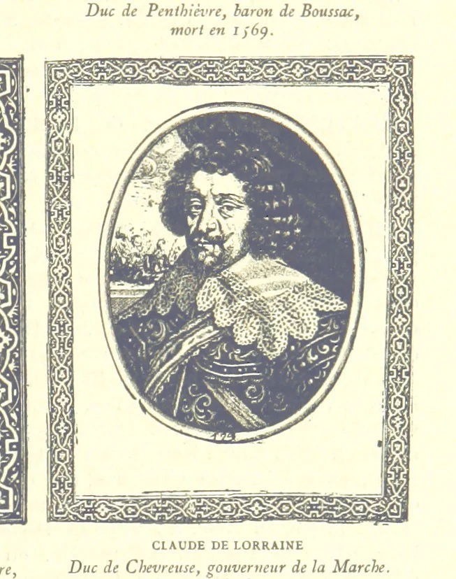 An illustration from Grand Dictionnaire historique, généalogique et biographique de la Haute-Marche, département de la Creuse. [Illustrated, 1894, leaf 53