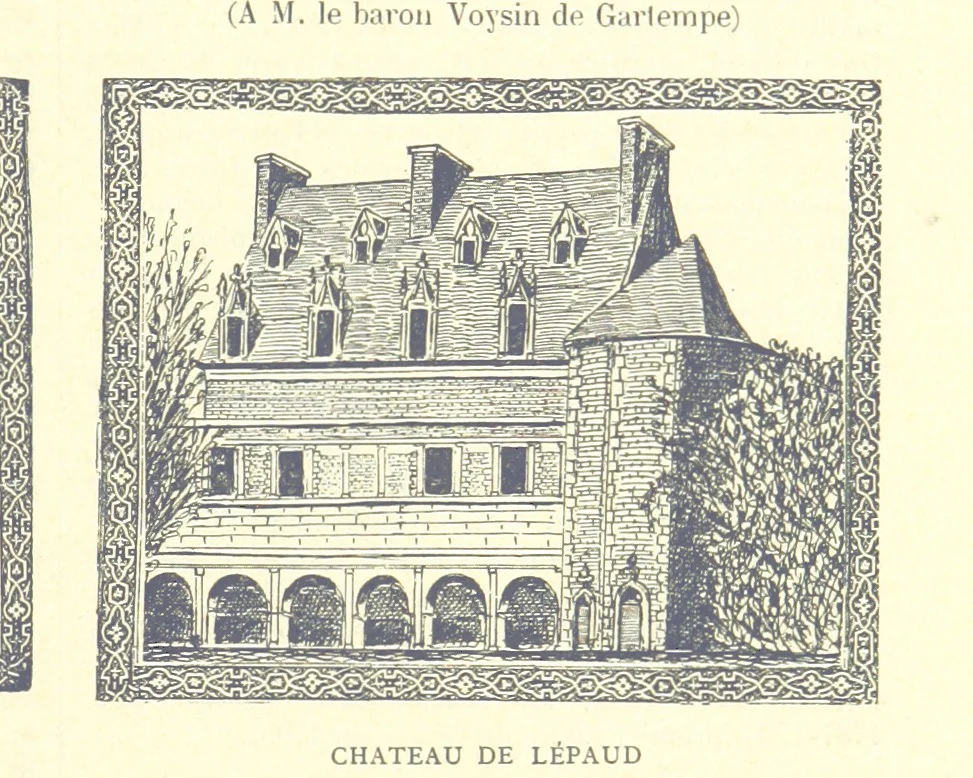 An illustration from Grand Dictionnaire historique, généalogique et biographique de la Haute-Marche, département de la Creuse. [Illustrated, 1894, leaf 63