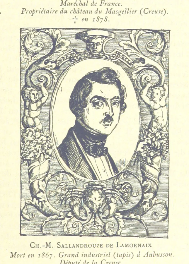 An illustration from Grand Dictionnaire historique, généalogique et biographique de la Haute-Marche, département de la Creuse. [Illustrated, 1894, leaf 83