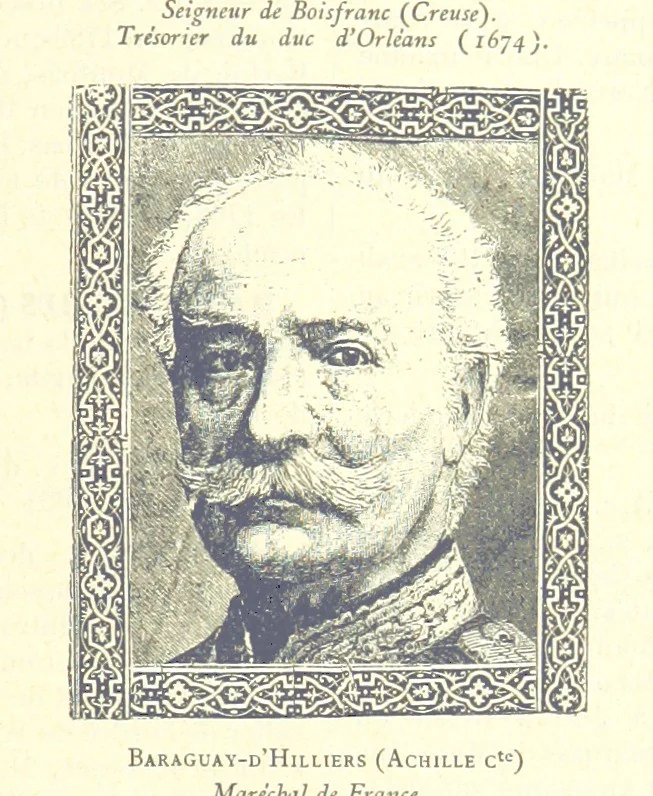 An illustration from Grand Dictionnaire historique, généalogique et biographique de la Haute-Marche, département de la Creuse. [Illustrated, 1894, leaf 83