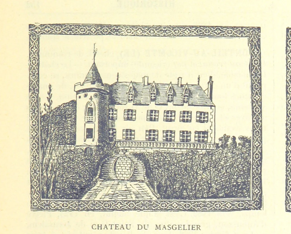 An illustration from Grand Dictionnaire historique, généalogique et biographique de la Haute-Marche, département de la Creuse. [Illustrated, 1894, leaf 89