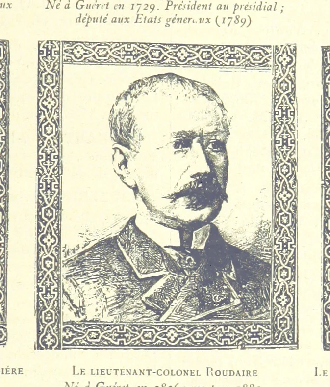 An illustration from Grand Dictionnaire historique, généalogique et biographique de la Haute-Marche, département de la Creuse. [Illustrated, 1894, leaf 93