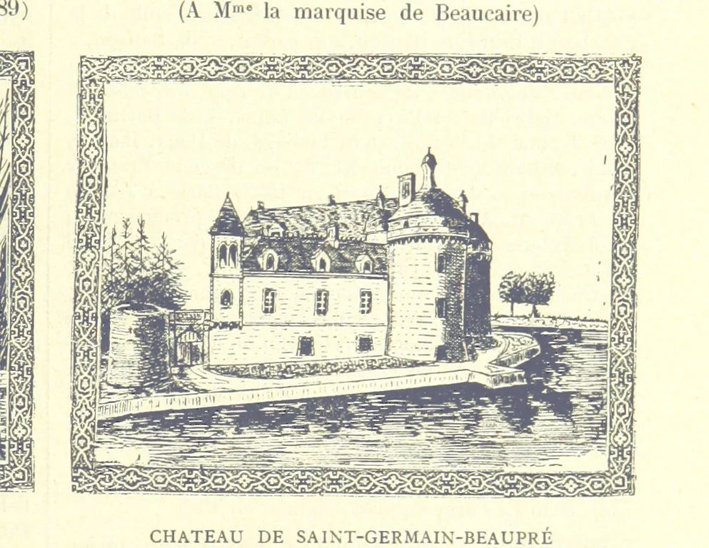 An illustration from Grand Dictionnaire historique, généalogique et biographique de la Haute-Marche, département de la Creuse. [Illustrated, 1894, leaf 99